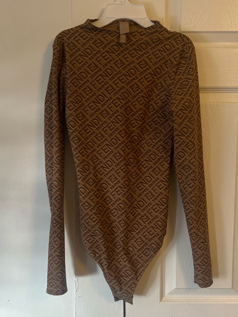 Fendi Brown All-Over Logo Turtleneck Sweater Bodysuit